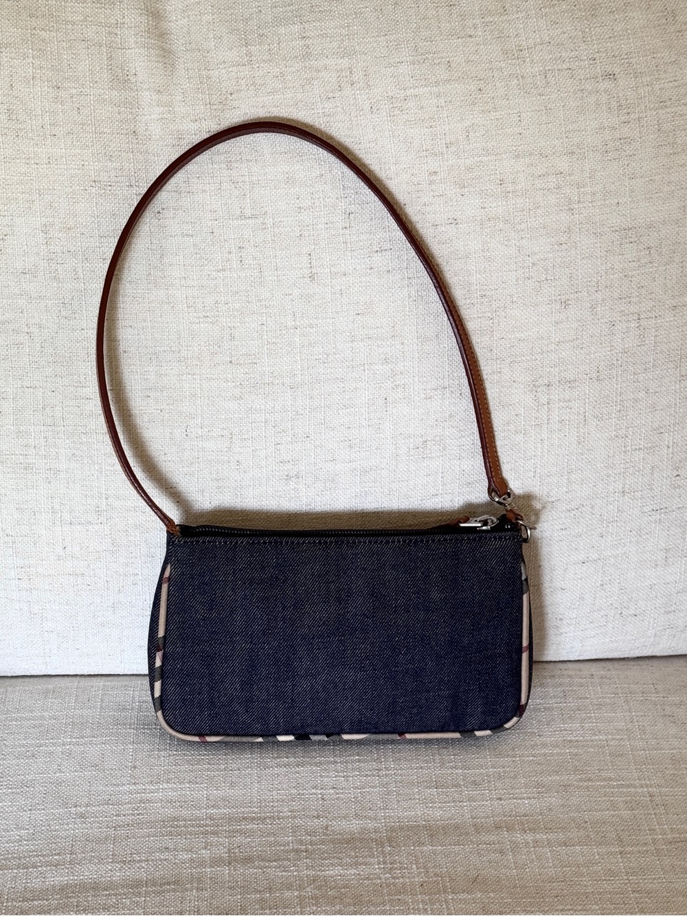 Burberry Denim Check Plaid
Trim Pochette Shoulder bag